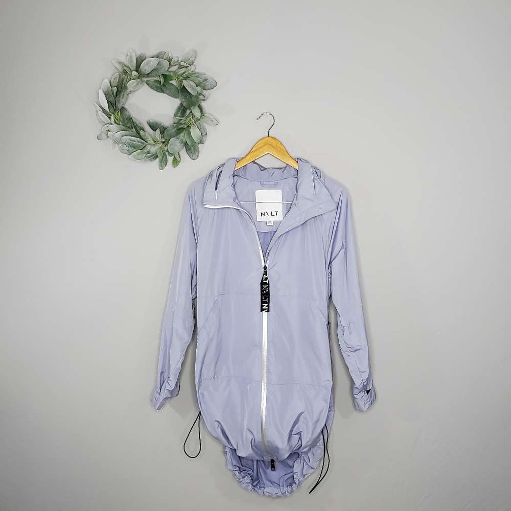 NVLT Hooded Lavender Adjustable Hem Rain Jacket